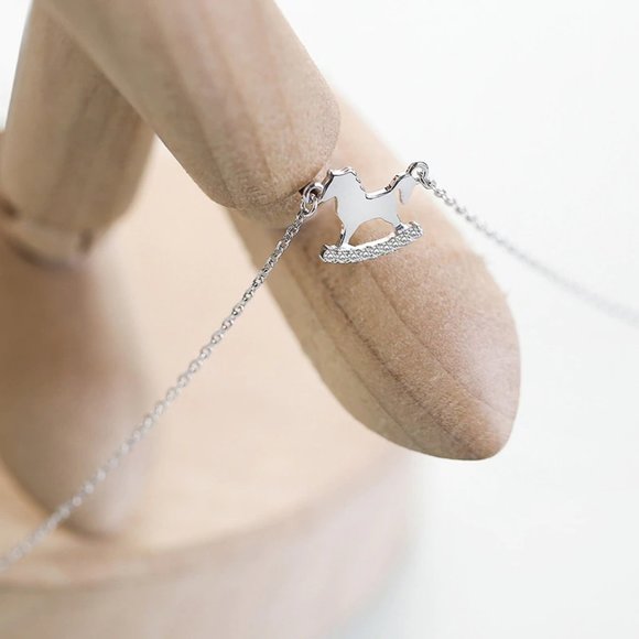 NEW 925 Sterling Silver Diamond Horse Necklace - Picture 14 of 14